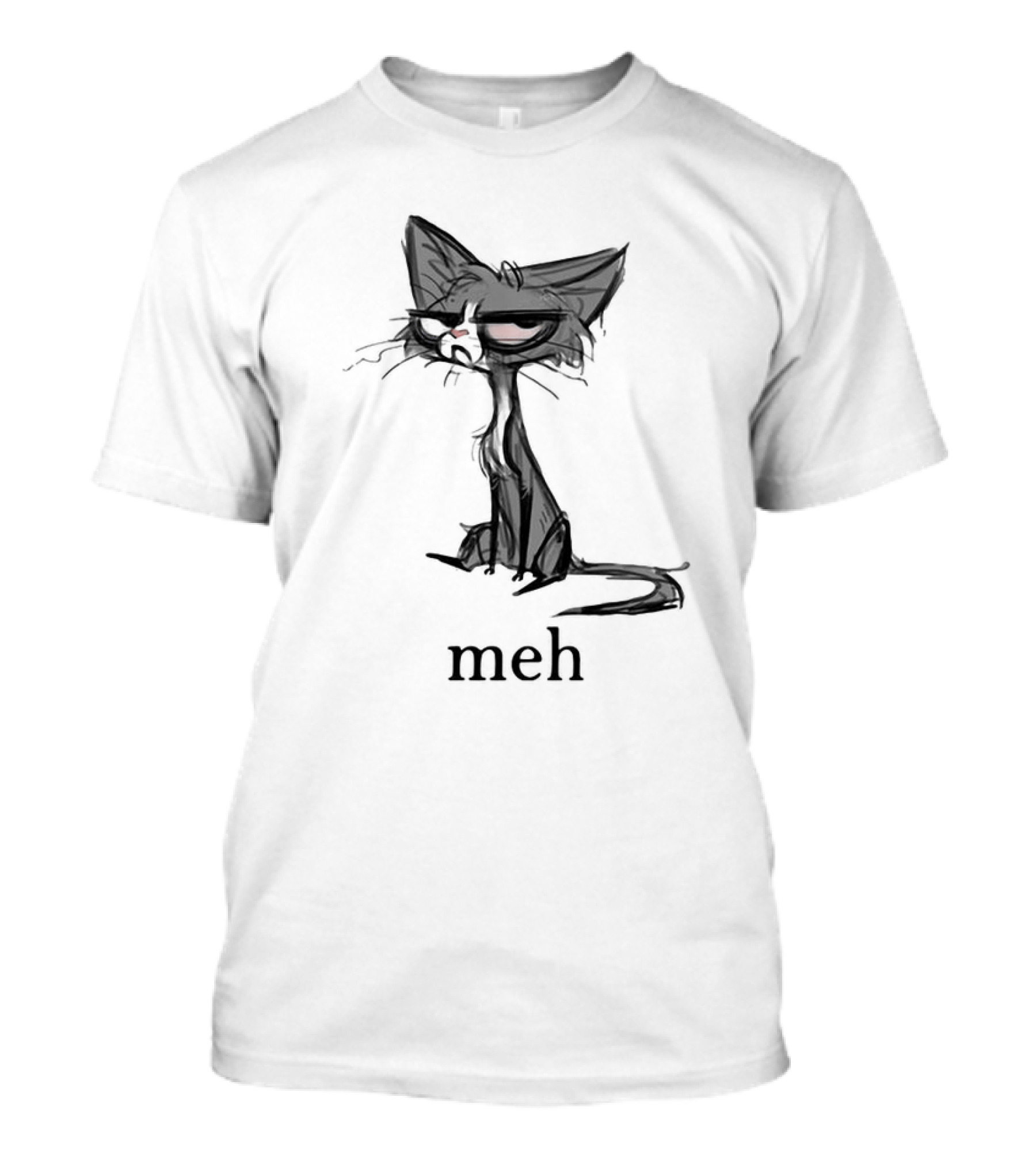 Siamese Cat Meh Expression Dark Mood T-Shirt