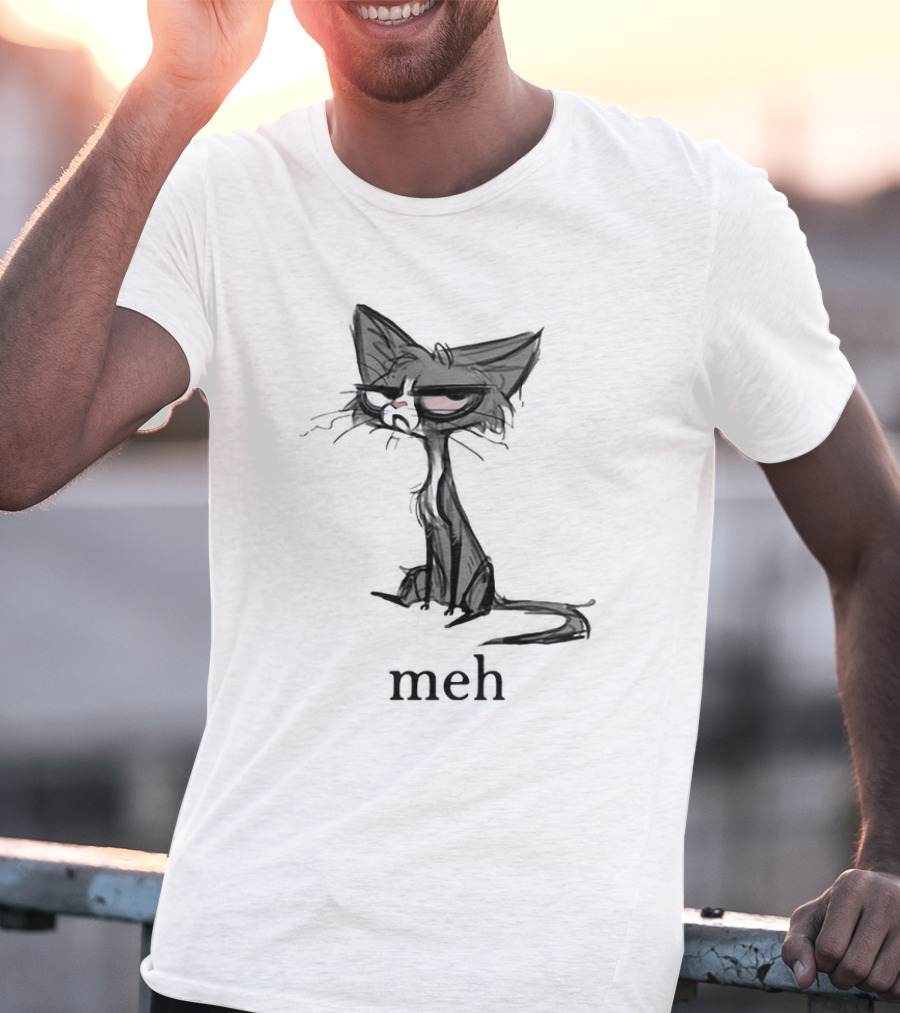 Siamese Cat Meh Expression Dark Mood T-Shirt