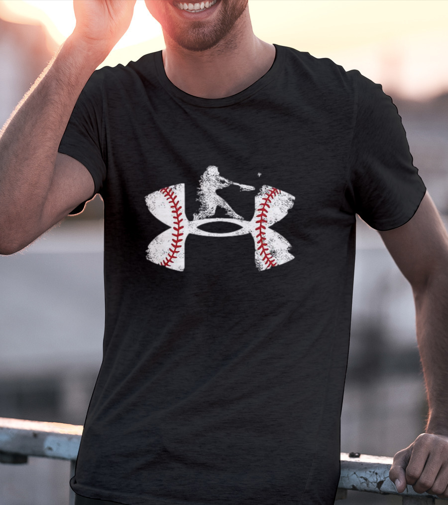 Under Armour Baseball Player Silhouette Logo With Stitching T-Shirt
