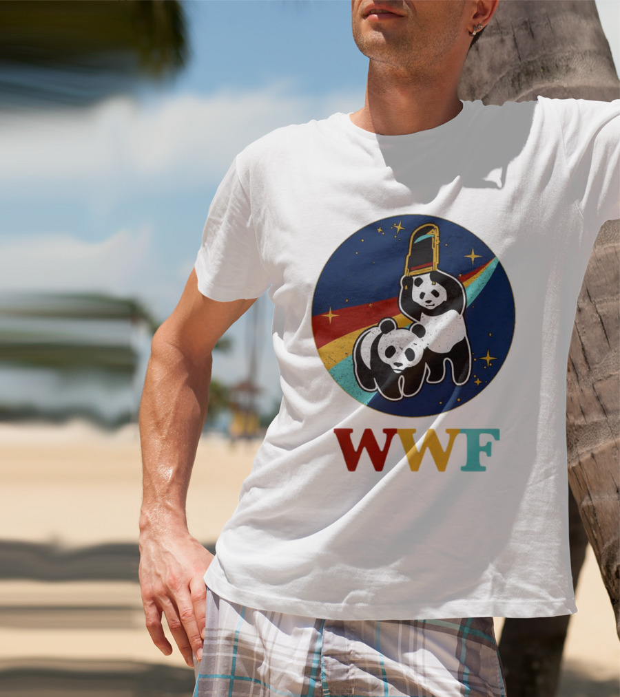WWF Panda Bear Wrestling NASA Astronauts Space T-Shirt