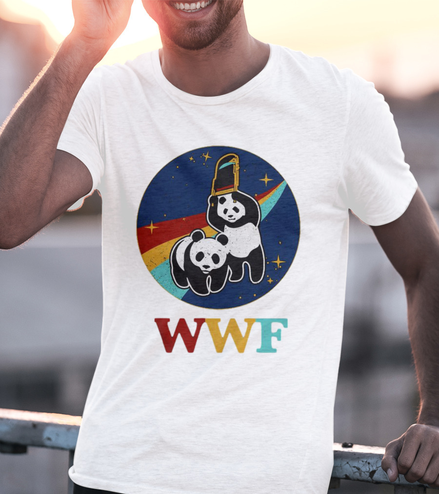 WWF Panda Bear Wrestling NASA Astronauts Space T-Shirt