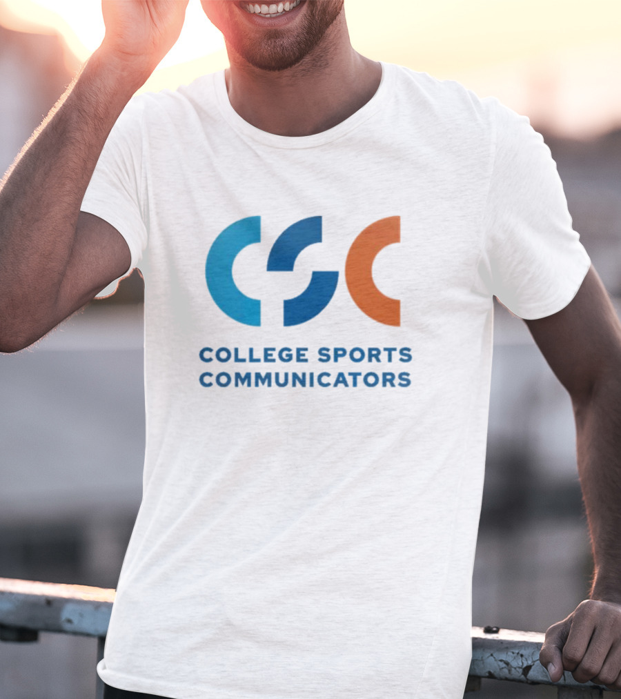 CSC College Sports Communicators Blue Orange T-Shirt
