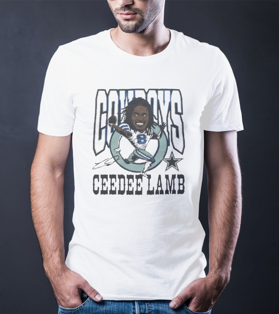 Cowboys Ceedee Lamb Number 88 Football Star Signature T-Shirt