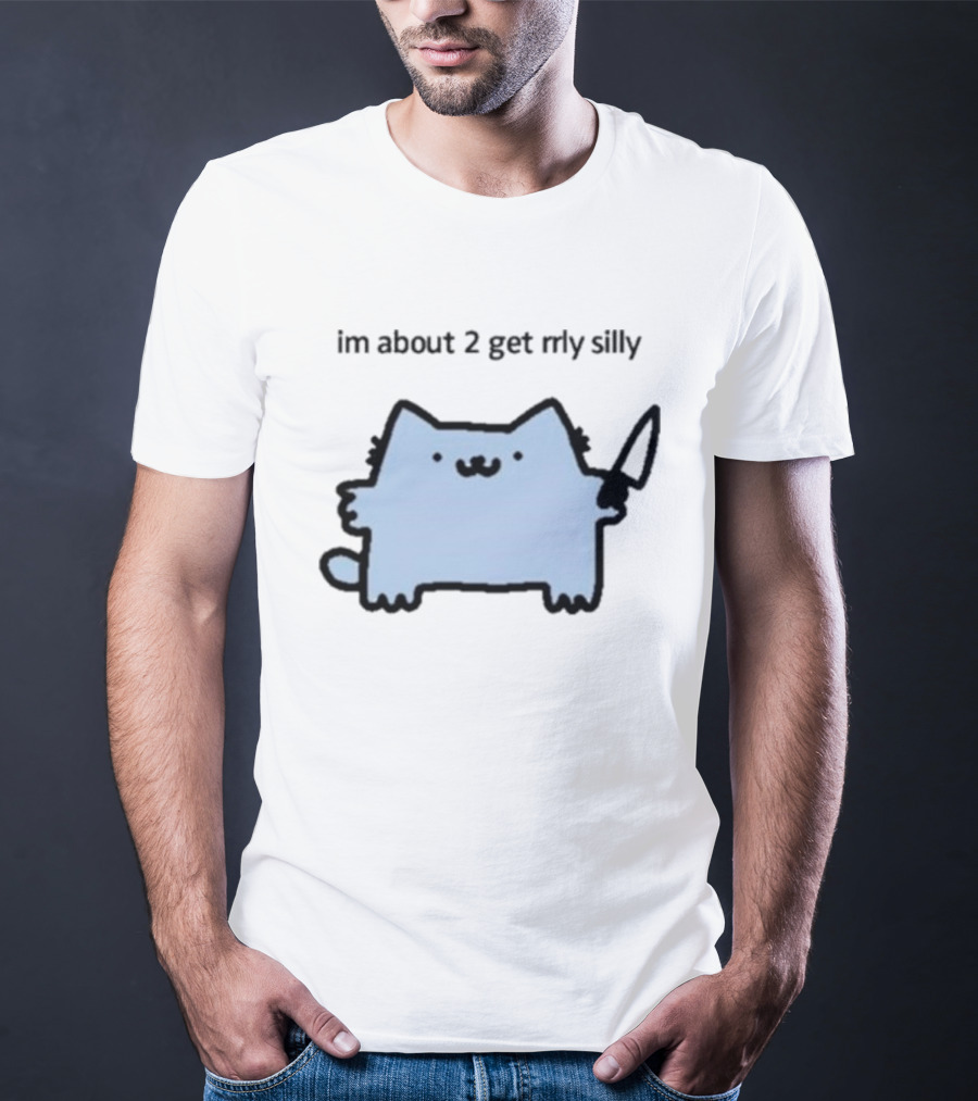 Im About 2 Get Rlly Silly Cat Holding Knife Cute Meme T-Shirt