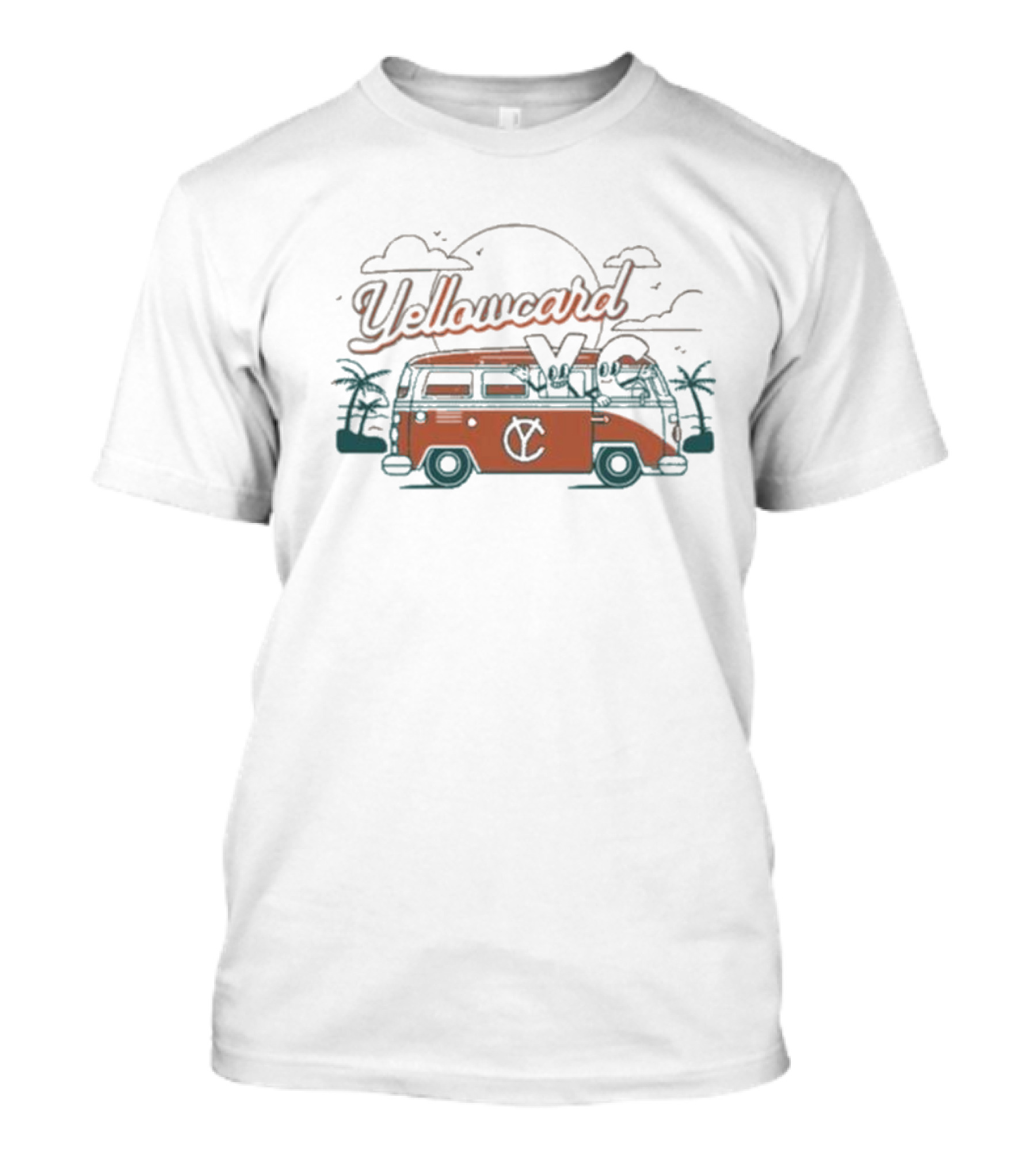 Yellowcard Band Van Sunset Scene With Palm Trees And YC T-Shirt