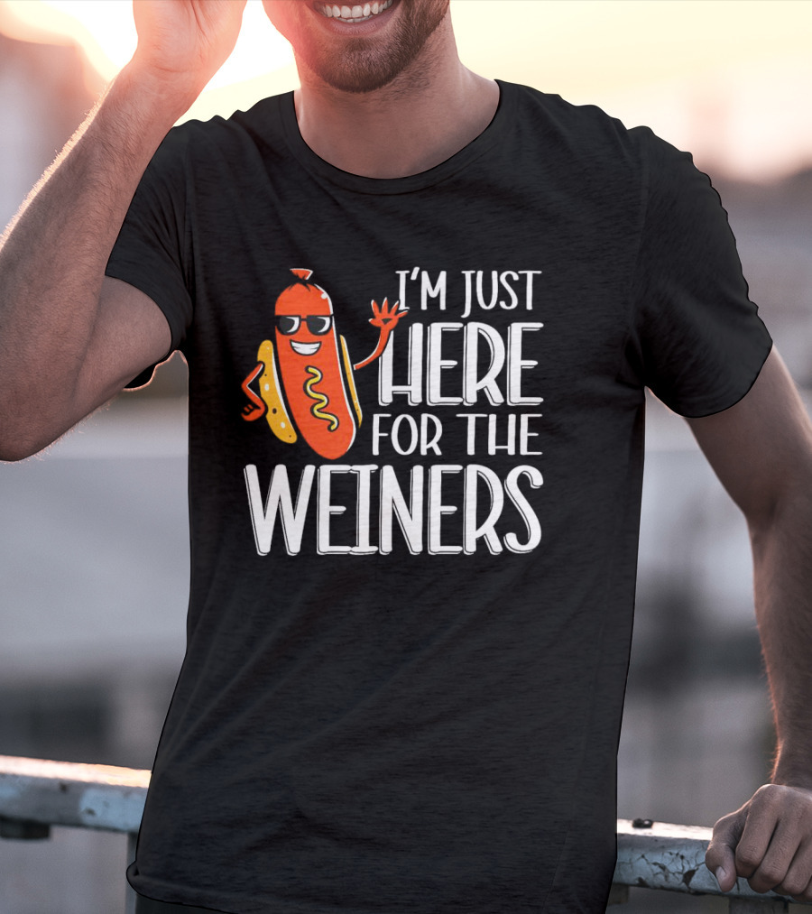 I'm Just Here For The Wieners Sausage Wearing Sunglasses T-Shirt