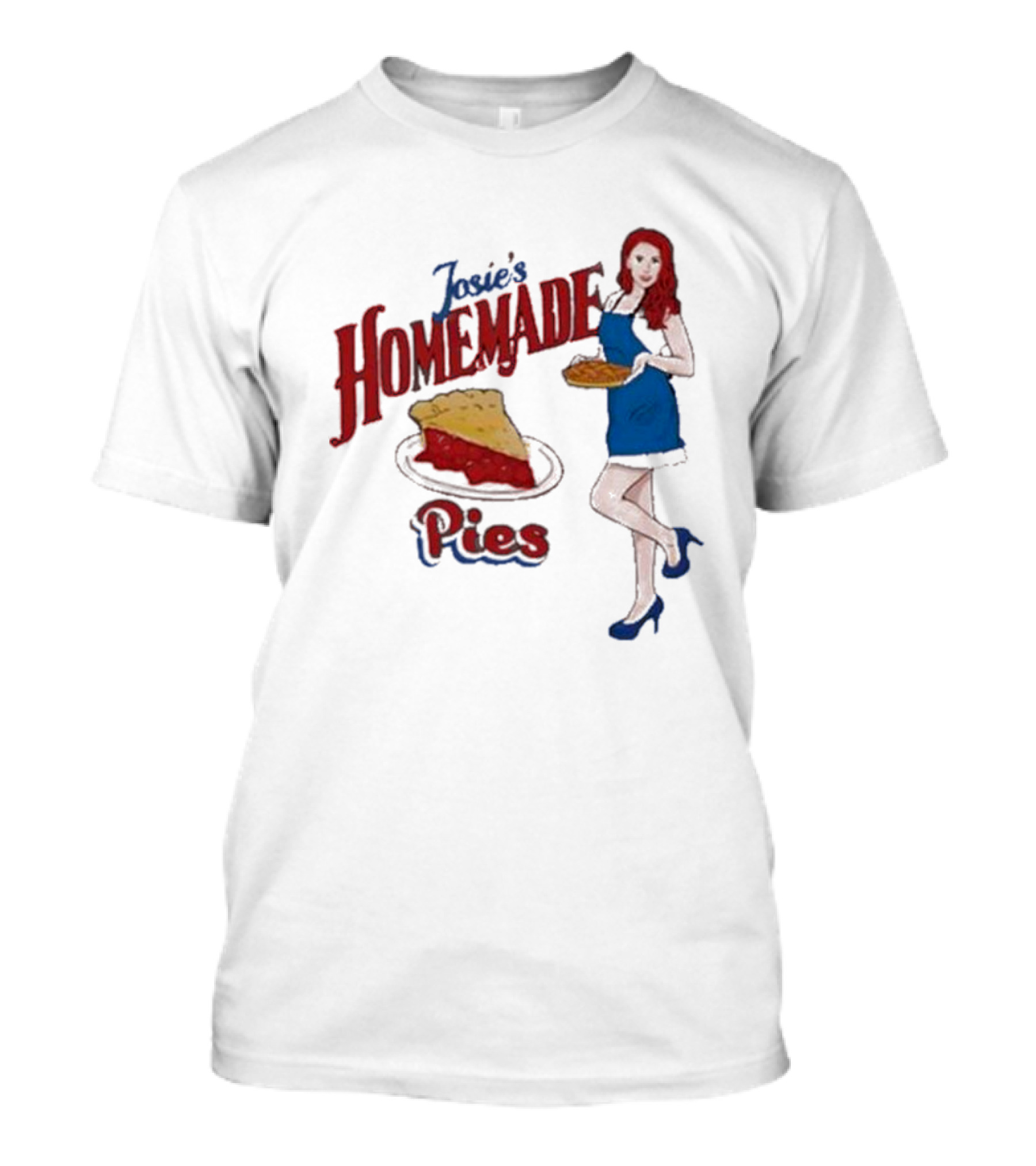 Josie’s Homemade Pies Woman With Cherry Pie And Blue Dress T-Shirt