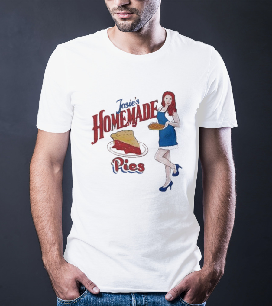 Josie’s Homemade Pies Woman With Cherry Pie And Blue Dress T-Shirt
