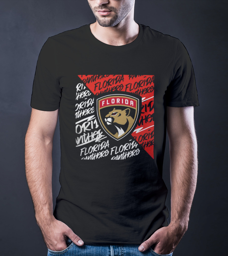 Florida Panthers Logo Text Florida Panthers Divide T-Shirt