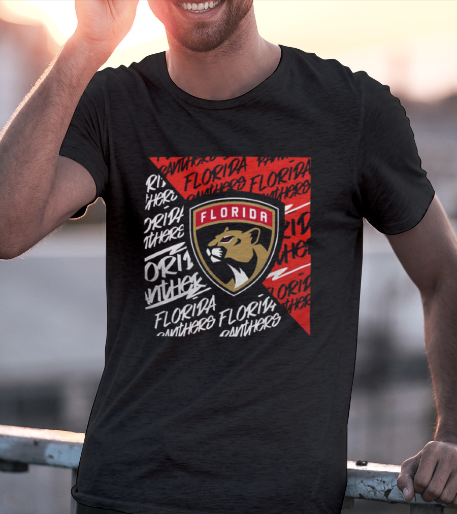 Florida Panthers Logo Text Florida Panthers Divide T-Shirt