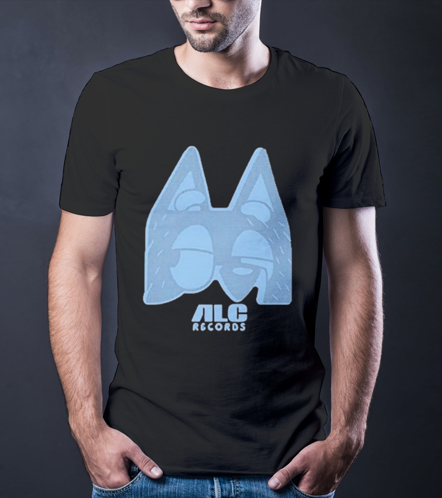 ALC Records Store Blue Cartoon Face Seasons Change T-Shirt