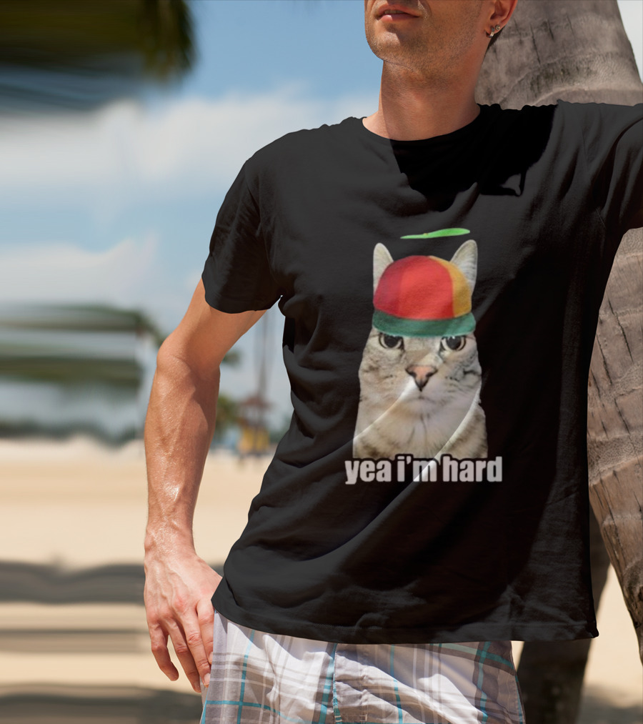 Yea I'm Hard Cat In Propeller Hat T-Shirt