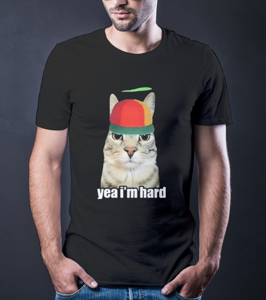 Yea I'm Hard Cat In Propeller Hat T-Shirt