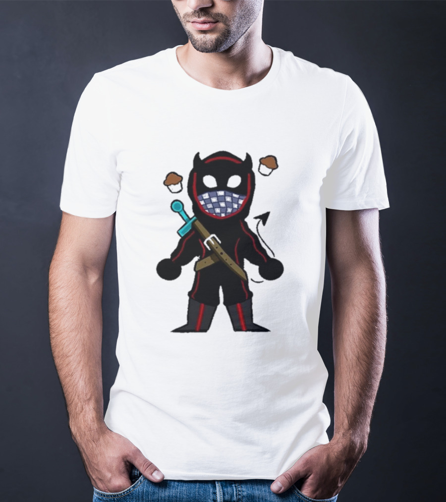 Coryxkenshin Badboyhalo Cute Cartoon Character With Sword And Muffins T-Shirt