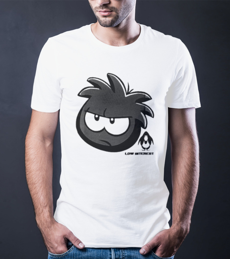 Low Interest Puffle Grumpy Face With Penguin T-Shirt