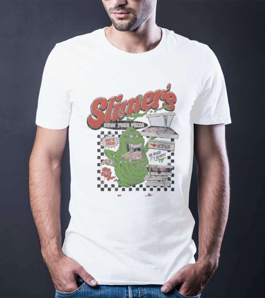 Slimer's New York Pizza Hot Fresh Delivery So Good It's Scary T-Shirt
