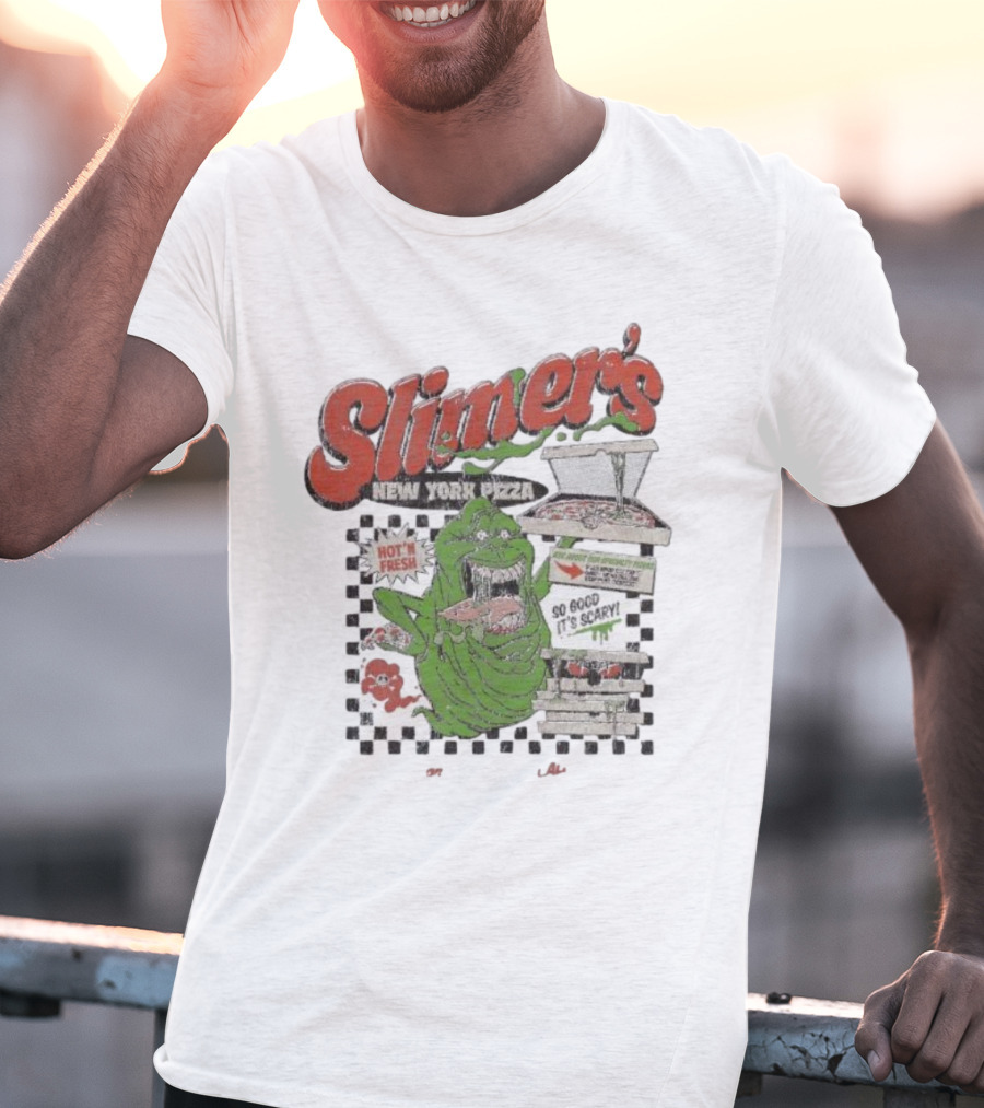 Slimer's New York Pizza Hot Fresh Delivery So Good It's Scary T-Shirt