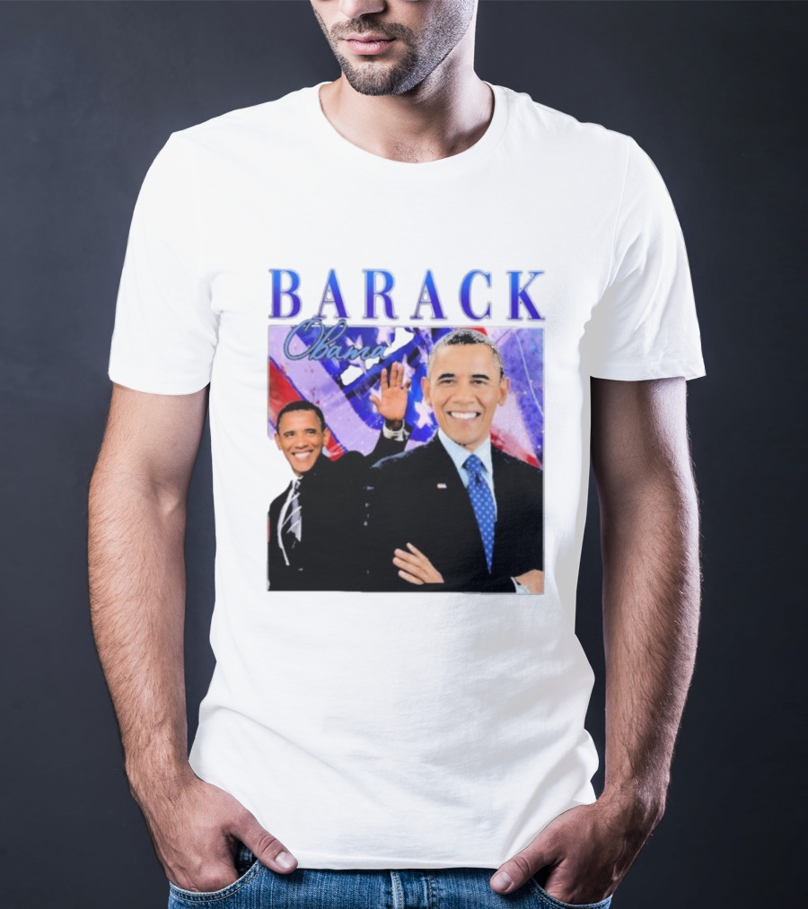 BARACK Obama Smiling Pose With Patriotic Background T-Shirt