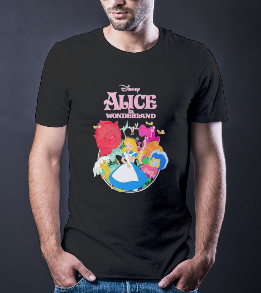 Disney Alice In Wonderland Flowers And Characters Classic T-Shirt