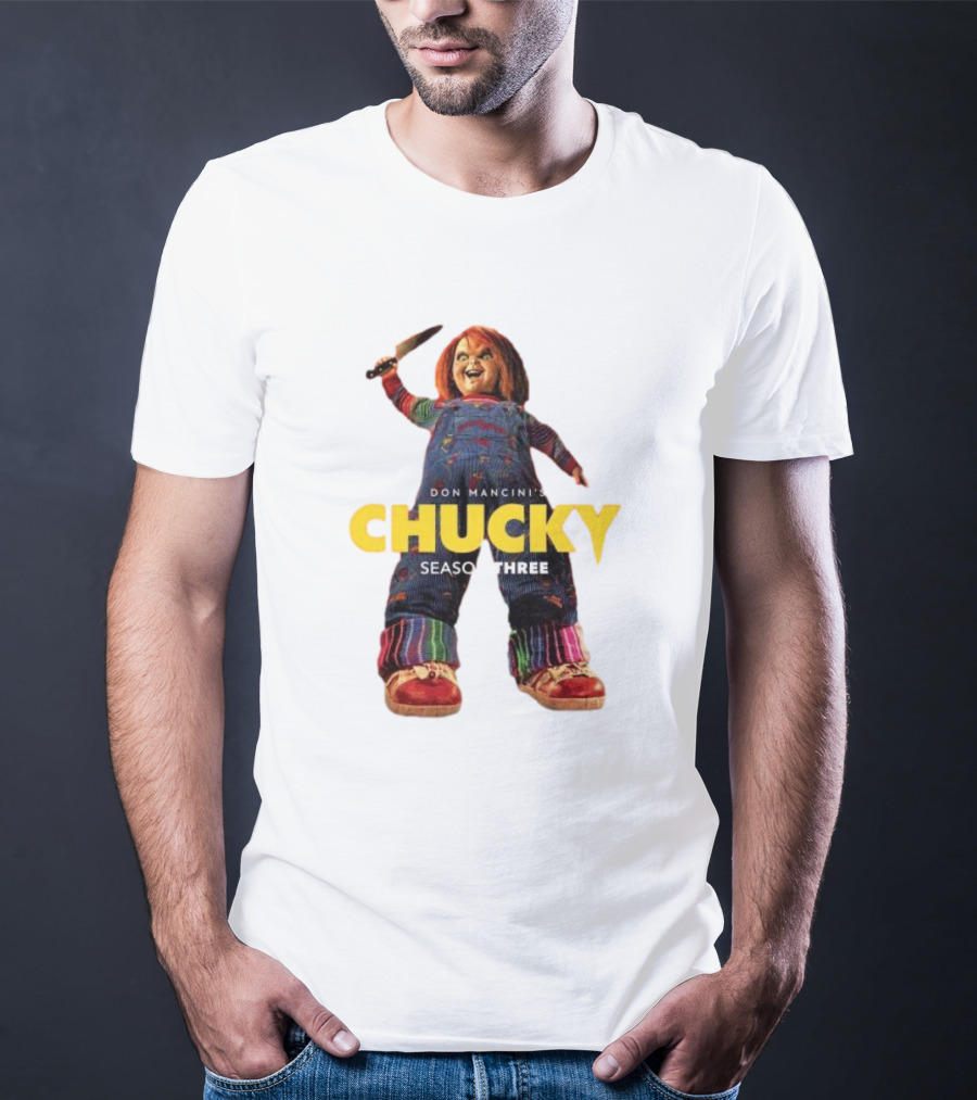 Don Mancini’s Chucky Season Three Horror Character With Knife T-Shirt