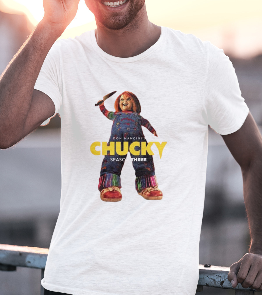Don Mancini’s Chucky Season Three Horror Character With Knife T-Shirt