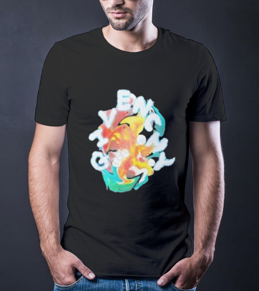 Louis Tomlinson Givenchy Psychedelic Oversized Top Colorful Swirl Text T-Shirt