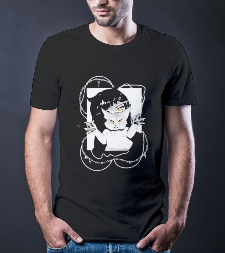 Aspens Cat Attack White Cat And Chains T-Shirt