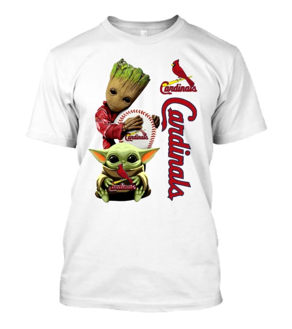Baby Groot And Baby Yoda Hugging St. Louis Cardinals Baseball T-Shirt