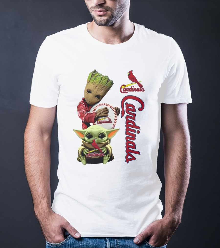 Baby Groot And Baby Yoda Hugging St. Louis Cardinals Baseball T-Shirt