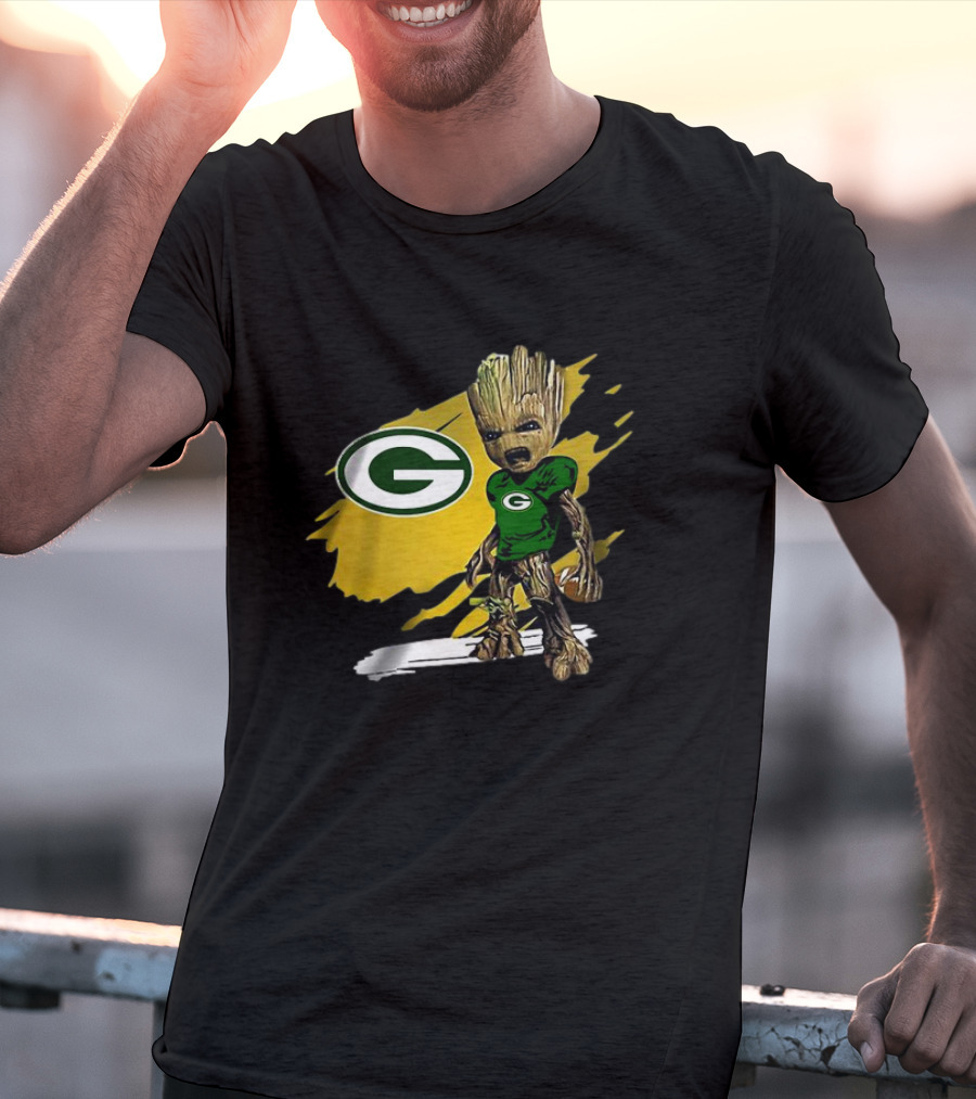 Baby Groot Green Bay Packers Football Fan T-Shirt