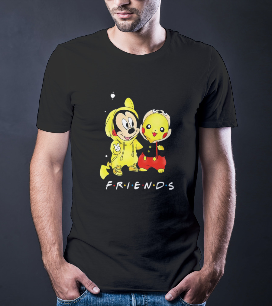 Baby Mickey Mouse And Pikachu Friends Christmas T-Shirt