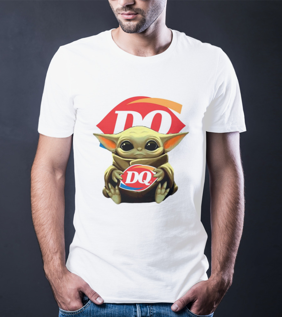 Baby Yoda With DQ Logo Hug T-Shirt