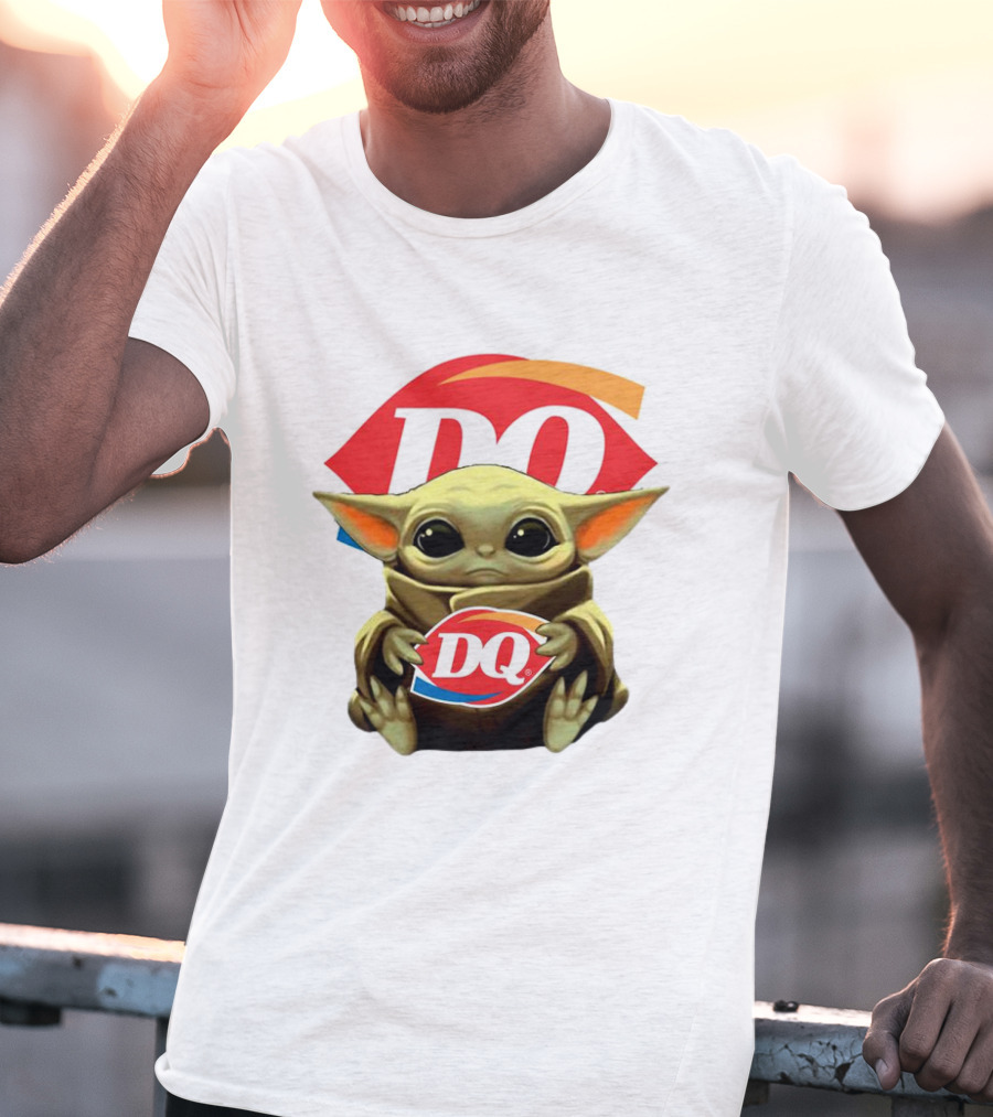 Baby Yoda With DQ Logo Hug T-Shirt