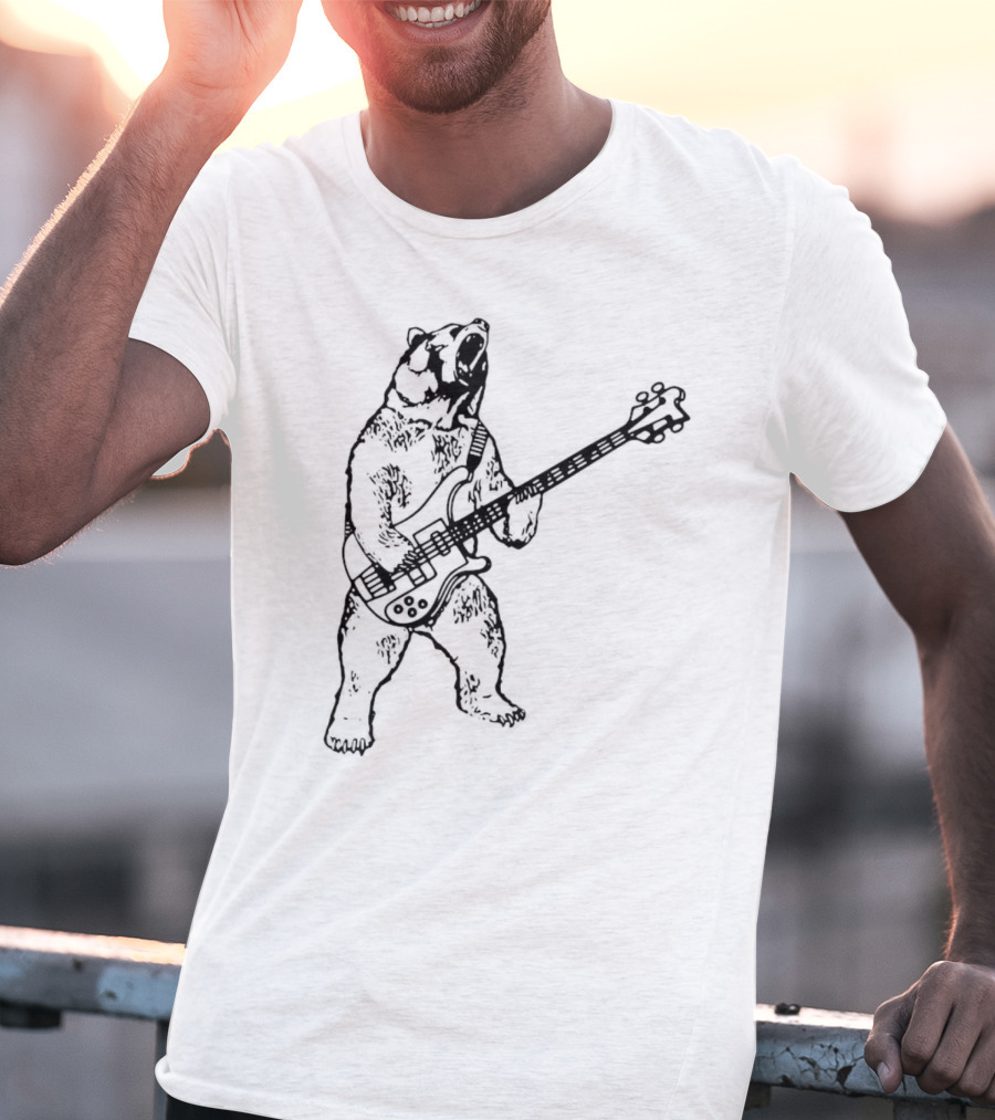 Bear Playing Bass Guitar Rocking Out T-Shirt