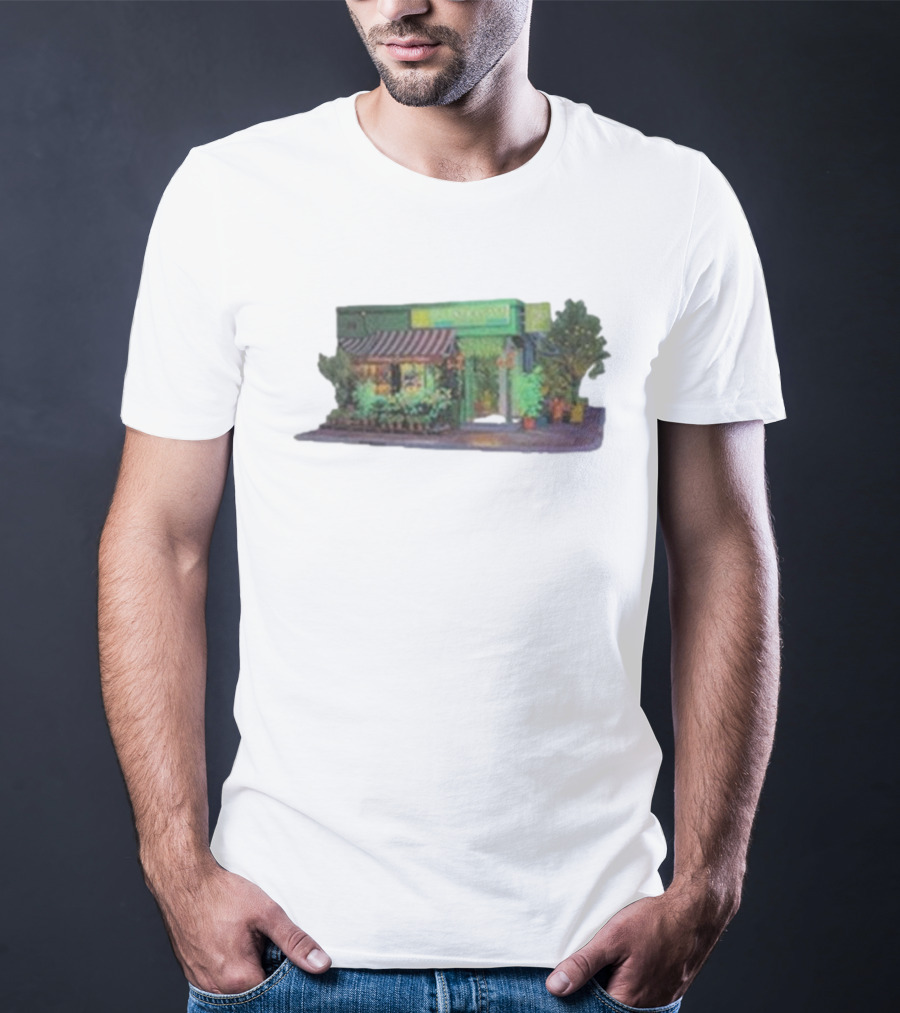 Aplasticplant Botanic Corner Greenhouse Storefront Scene T-Shirt