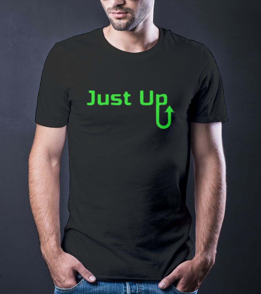 Aroflip Just Up Green Arrow Text T-Shirt