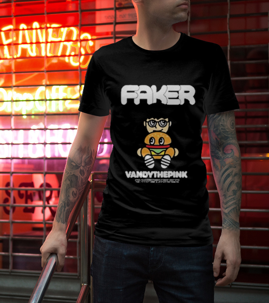 Faker Vandythepink Burger Character With Glasses T-Shirt