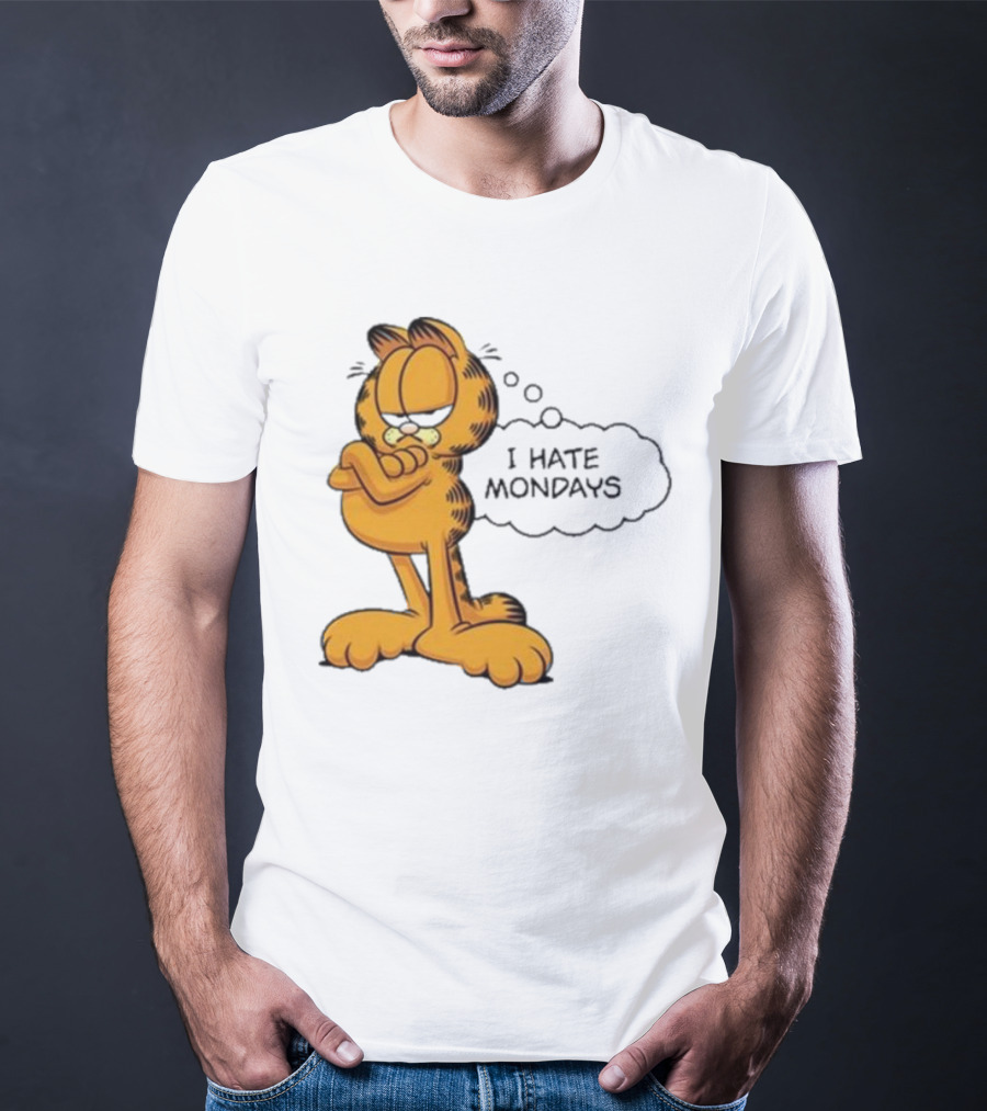 Garfield Comic Character Stating I Hate Mondays With Crossed Arms T-Shirt