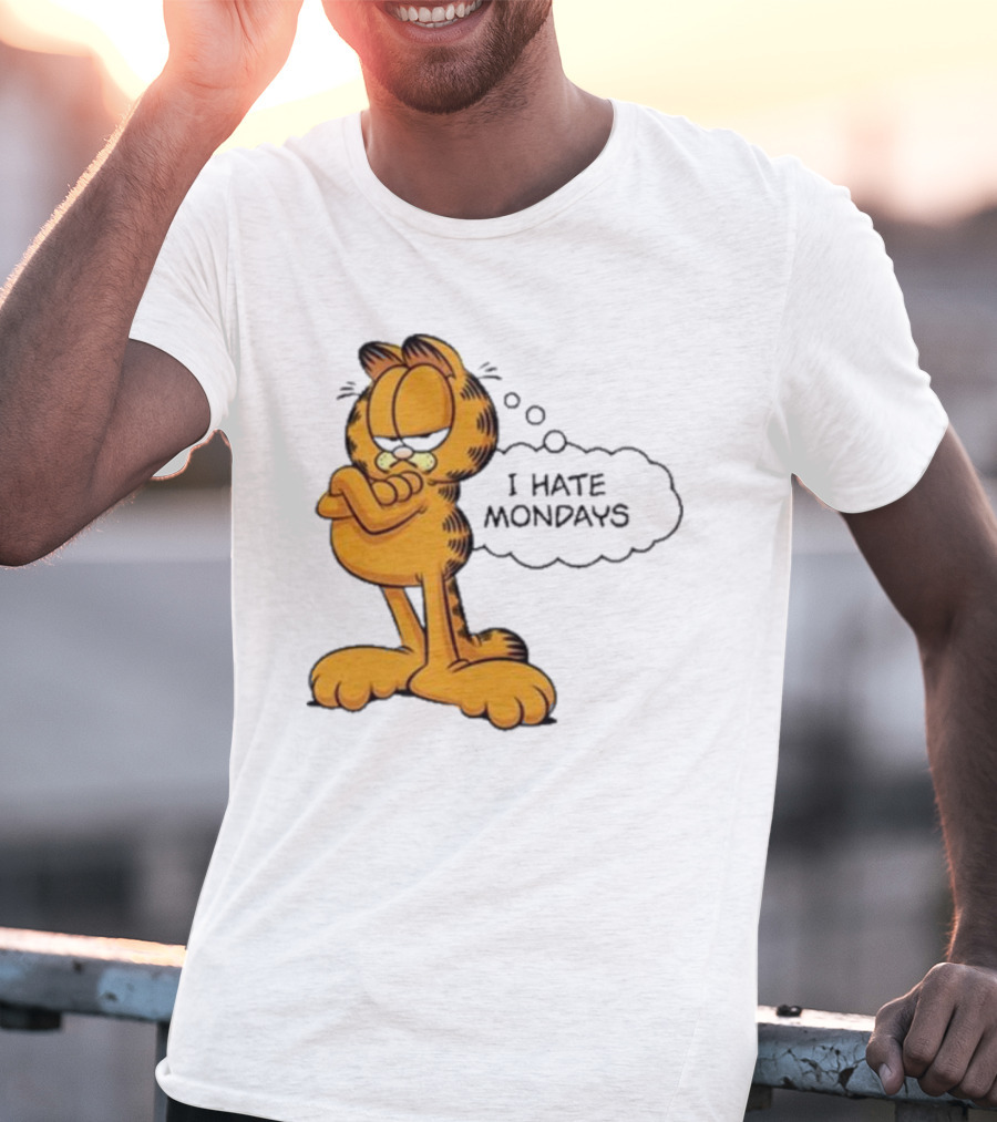 Garfield Comic Character Stating I Hate Mondays With Crossed Arms T-Shirt