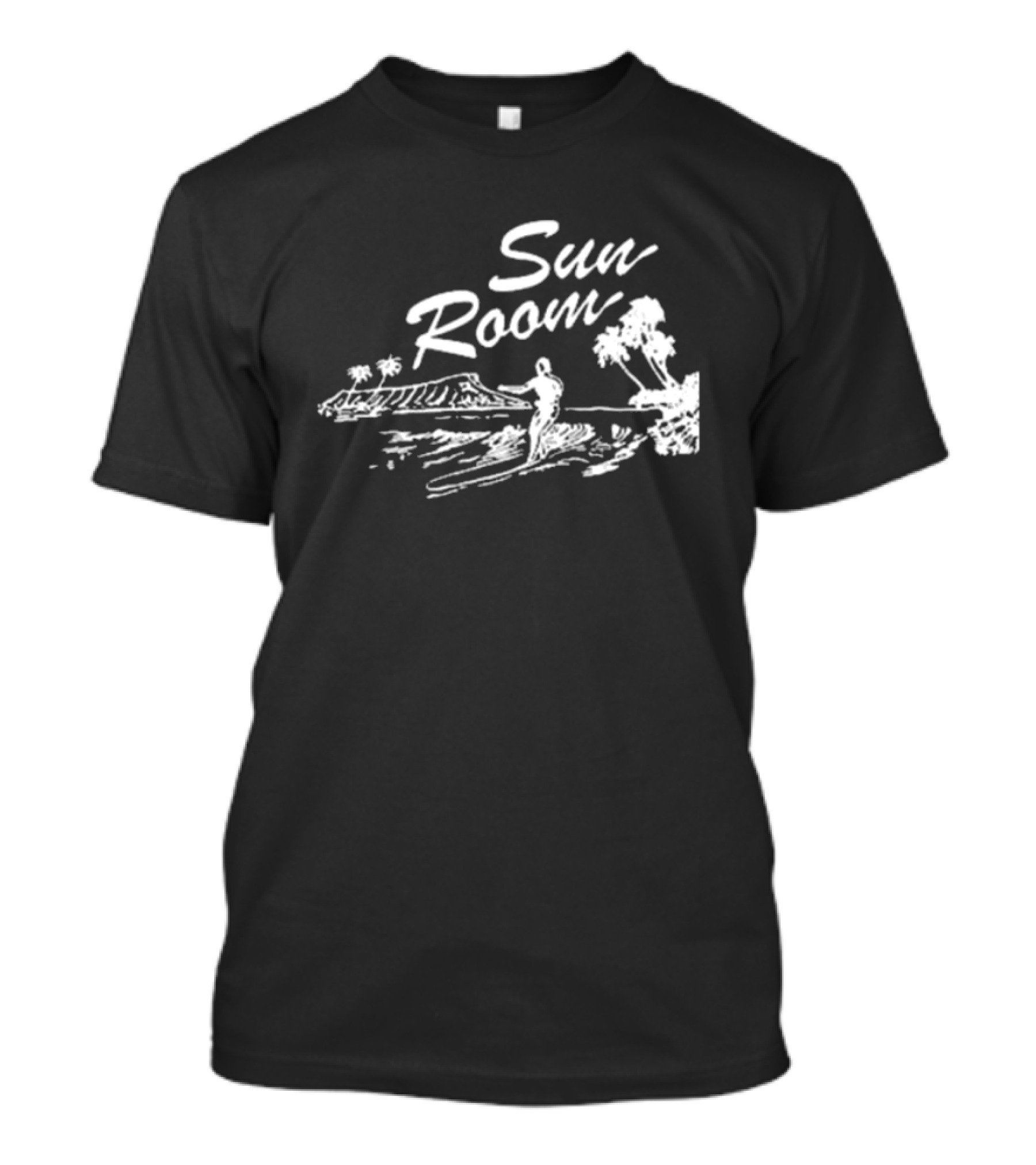 Sun Room Red Coastal Surfer Island Palms Scene T-Shirt