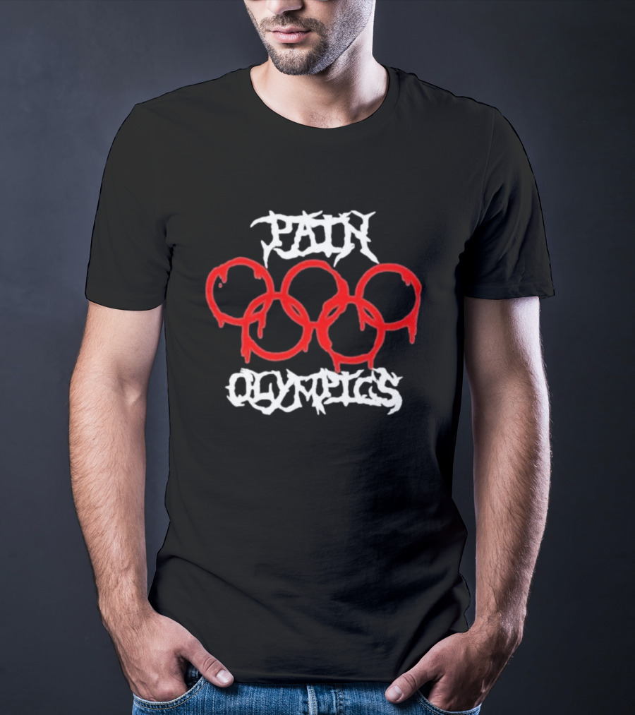 Pain Olympics Melted Rings Dripping Blood Effect T-Shirt