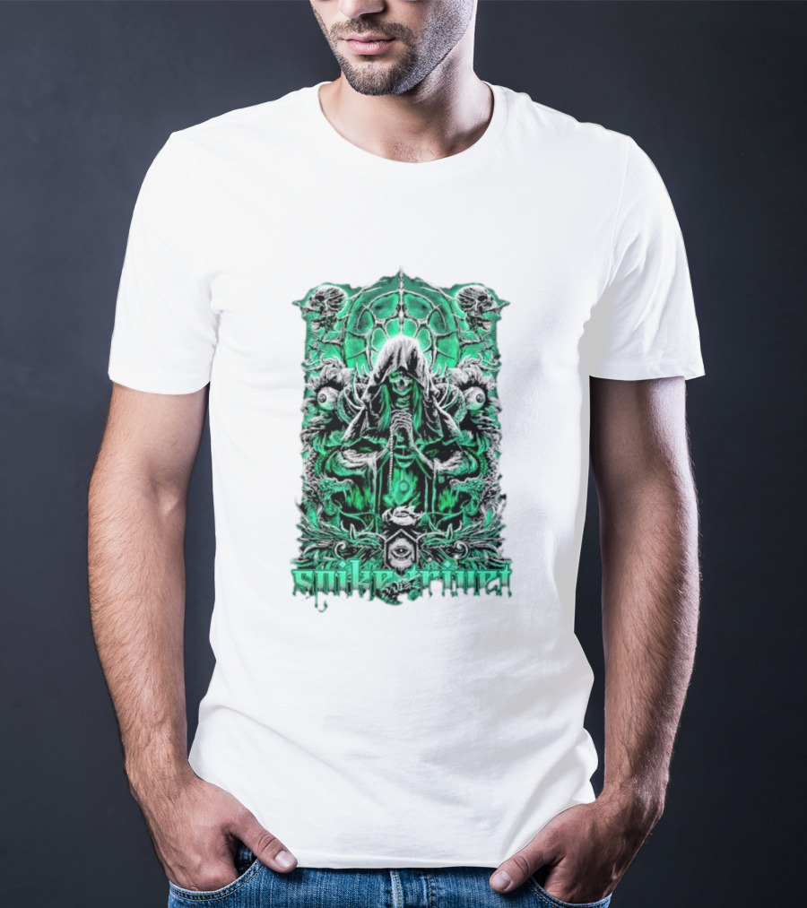 Soul Taker Spike Trivet Green Hooded Figure With Ornate Gothic T-Shirt