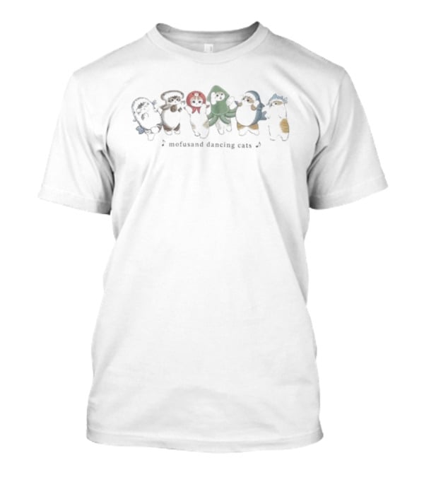 Mofusand Whimsical Dancing Cats Ensemble T-Shirt