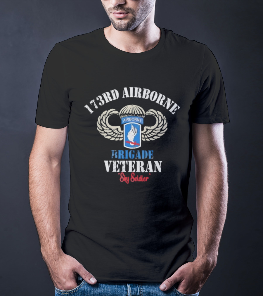 173rd Airborne Brigade Veteran Sky Soldier Wing Insignia T-Shirt