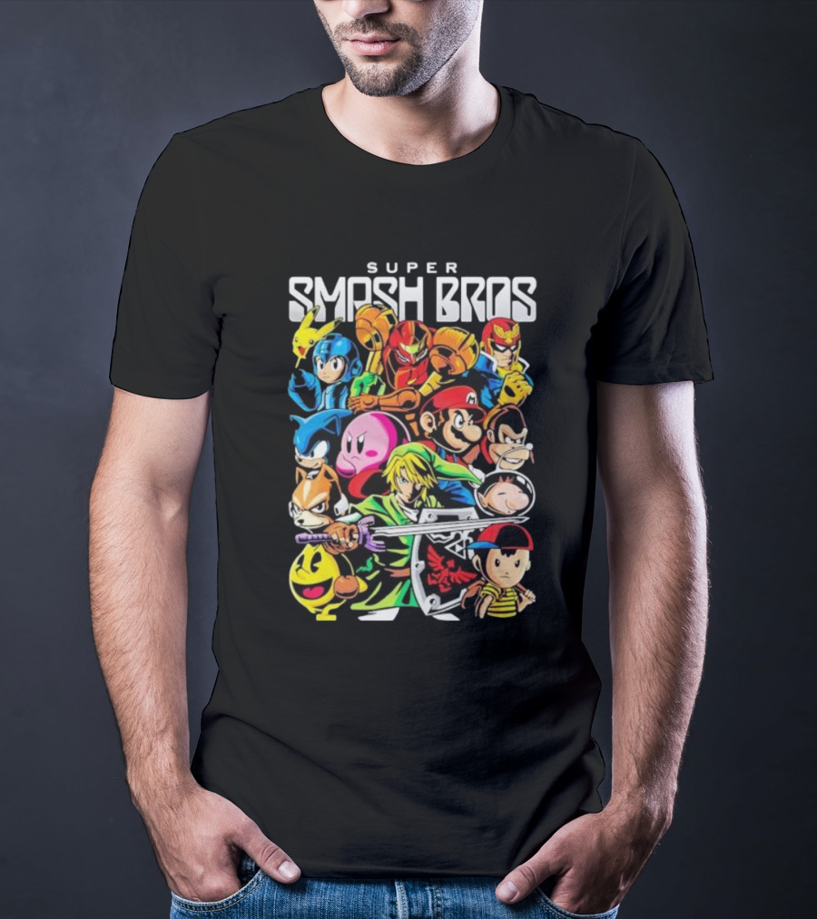 Super Smash Bros Iconic Video Game Characters Draculabyte Wario64 T-Shirt