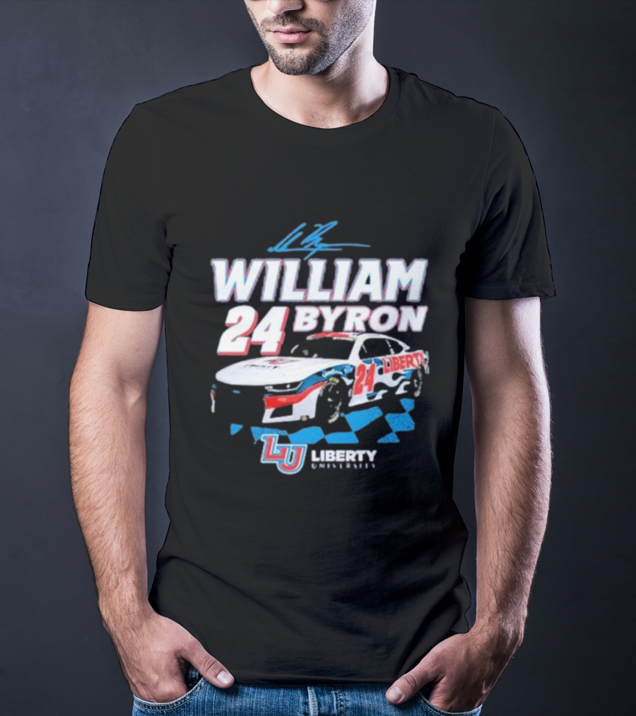 William Byron 24 Liberty University Race Car LU Signature T-Shirt