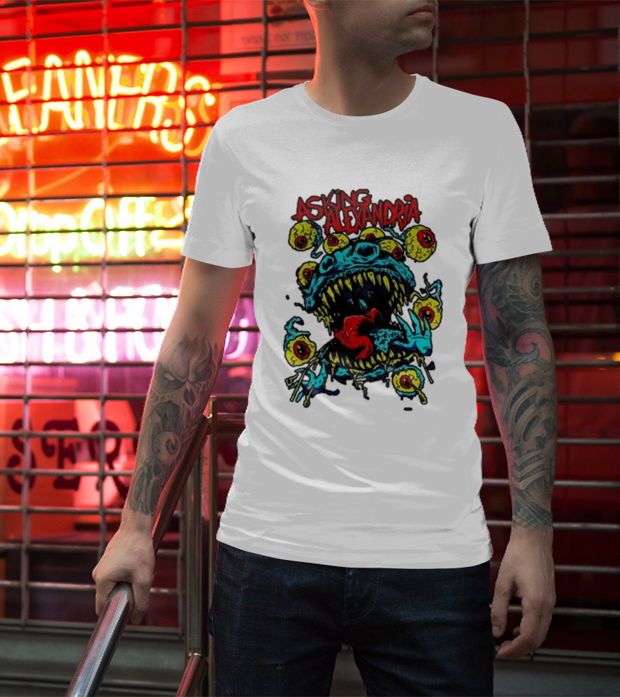 Asking Alexandria Eyeball Monster With Multiple Eyes And Fanged Mouth T-Shirt