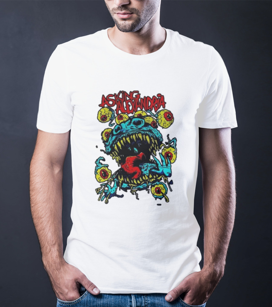Asking Alexandria Eyeball Monster With Multiple Eyes And Fanged Mouth T-Shirt