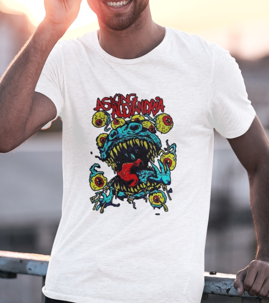 Asking Alexandria Eyeball Monster With Multiple Eyes And Fanged Mouth T-Shirt