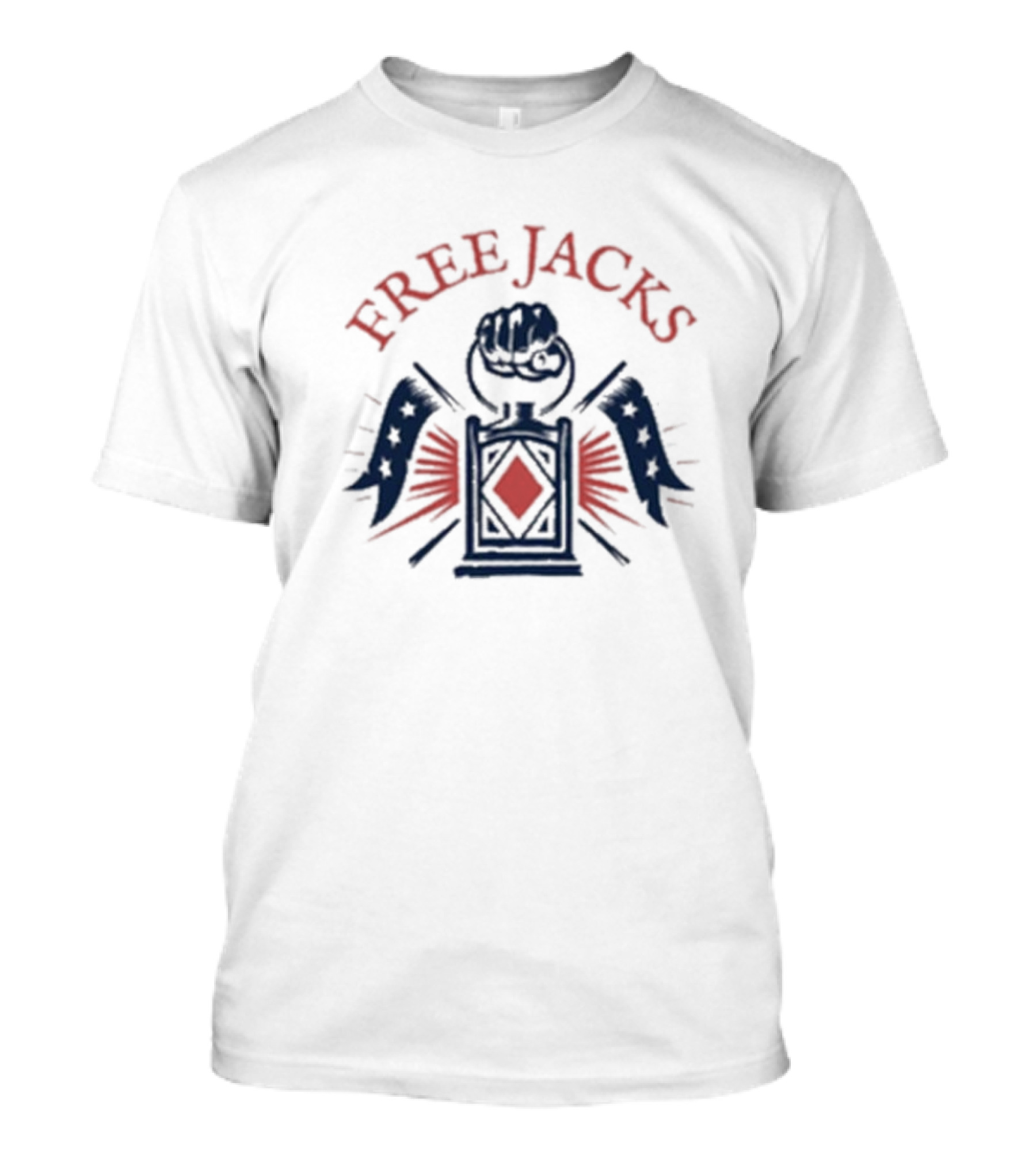 Free Jacks Fist With Stars And Flags Rugby Emblem New England T-Shirt
